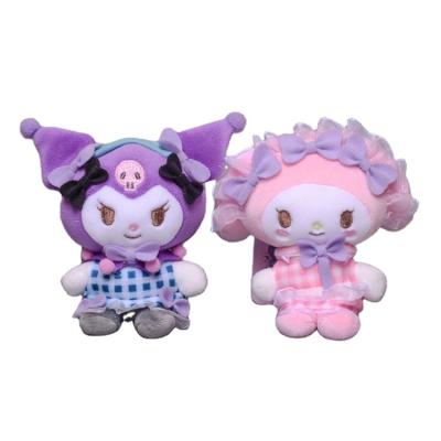 China Cute Fun 10Cm Sanrio Kuromi My Melody Cute Cartoon Cross Dressing Maid Plush Toy Kawaii Soft Stuffed Doll Main Costume Plush Chain Pendant for sale