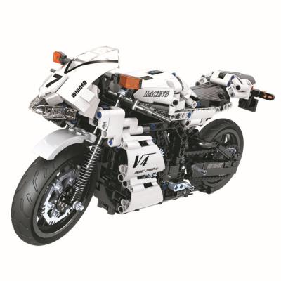 China DIY TOY 716pcs White Racing Technic Series Motorcycle Building Block DIY Bricks Toys For Kids Great Gifts for sale