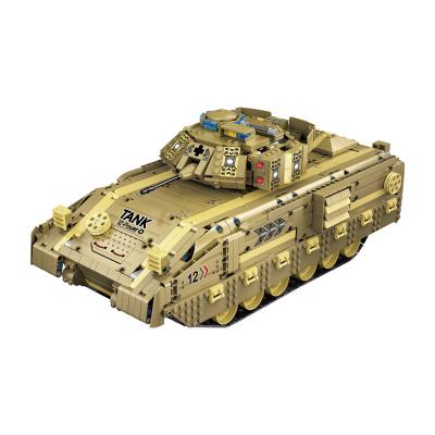 China Building Toy Moyu High-Tech Electric Remote Control Military M2A2 Infantry Tank Army Building Block Brick Car Toys for sale