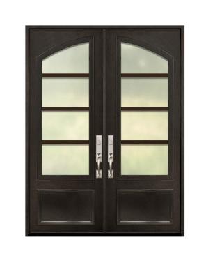 China Sunscreen Modern Simple Wrought Iron French Doors With Double Tempered Glass for sale