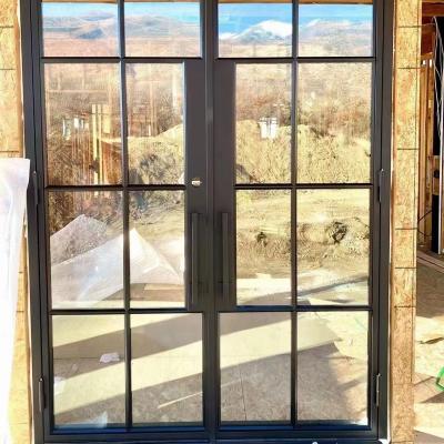 China Modern Simple White Or Black Wrought Iron French Doors French Style Steel Door Sunscreen for sale