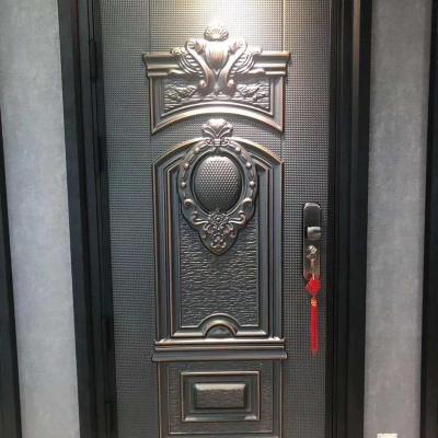 China Sunscreen Modern Design Cast Aluminum Single Entry Door For Home for sale