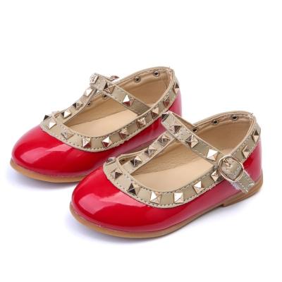 China Lightweight Princess Rivets Flat Dance Mary Jane Leather Shoes Toddler Girls Kids Shoes for sale