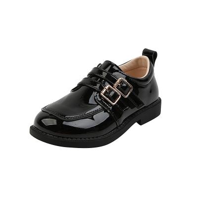 China Round Children's Leather Shoes Black British Style Boys Girls Student Performance Shoes for sale