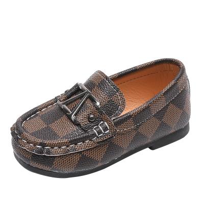 China New Autumn Fashion Round Formal Casual Brown Branded Leather Loafers Kids Shoes Stylish Shoes For Kids for sale