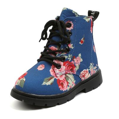 China Toddler Round Denim Boots Boy's Girl's Waterpoor Ankle Side Zipper Combat Boots for sale