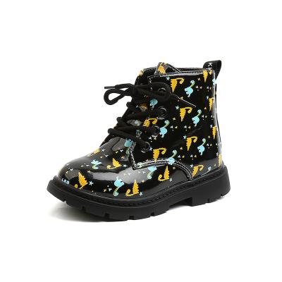 China Waterproof Toddler Dinosaur Boots Boy Girl Waterpoor Ankle Side Zipper Combat Boots for sale