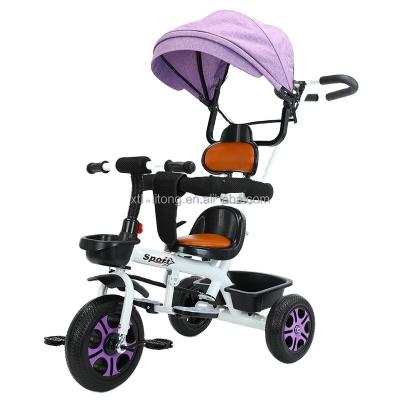 China 2022 Wholesale new factory direct sale bicycle sunshade high carbon steel tire kids tricycle airless kids bike for 2-8 years for sale