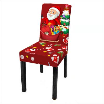 China Stretch 24 Designs New Stretch Santa Design Christmas Washable Dining Decorative Chair Back Covers for sale