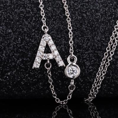 China CLASSIC Starsgem Whosale Price Letter Shape Soild Chain Moissanite14K White Gold Pendant Necklaces For Girl for sale