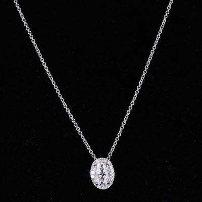 China Starsgem CLASSIC Custom 14K White Gold Necklaces Jewelry 6*8mm Pendant Oval Cut Moissanite Chain for sale