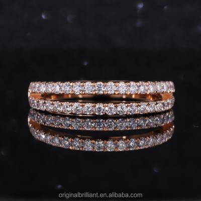 China Starsgem Fashion CLASSIC Jewelry 18K Soild Rose Gold Moissanite Double Layer Ring For Men Women for sale