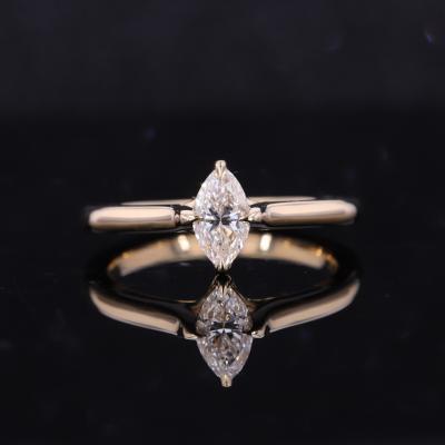 China Popular Engagement CLASSIC Simple Design 4*8mm Yellow Gold Solitaire Ring Jewelry DEF Marquise Cut Moissanite 18K Soild for sale