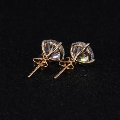 China Diamond Earring Synthetic Stone Round CLASSIC form jewelry 14k Rose Gold Earrings for sale