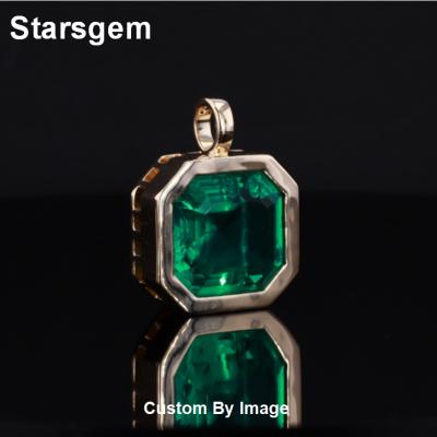 China Starsgem CLASSIC Octagon Shape Jewelry Emerald Hydrothermal Gold Necklace Pendant for sale