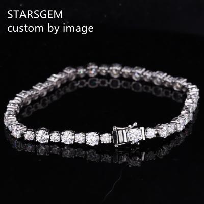 China CLASSIC Pure Diamond Cut 14k White Gold Tennis Bracelet 4mm Brilliant Cut Bracelet For Eomen for sale