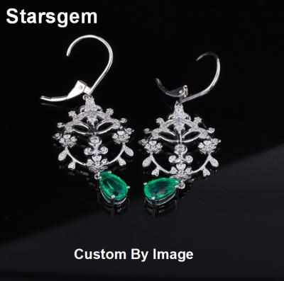 China Vintage Starsgem Chinese Style Aretes Luxury Emerald Drop Earrings Beautiful for sale