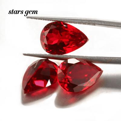 China Color Game or Fire Lab Developed Red Lab Created Low Cost Gemstones Loose Pear For Ring And Necklace for sale