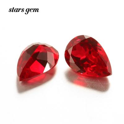 China Red Color Game Or Fire Red Lab Created Loose Gemstones 7*9mm Lab Grown Red Pear Cut For Jewelry Setting for sale