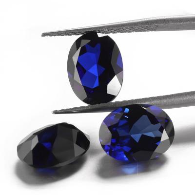 China Jewelry Fixed Wholesale Price Starsgem Lab Developed Oval Cut Sapphire 10*12MM Blue Lab Created Sapphire Loose Gemstone for sale