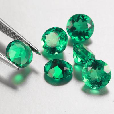 China Jewelry Set Green Hydrothermal Emerald 7.5MM 1.35ct Loose Emerald Gemstone For Jewelry Making for sale