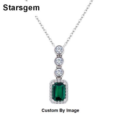 China Starsgem CLASSIC 925 Sterling Silver Jewelry Gold Plated Emerald Pendant Necklace for sale