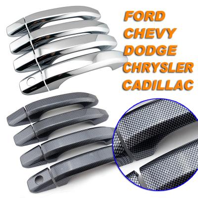 China Plastic ABS Carbon Fiber Car Door Handle Cover ABS Chrome Auto Door Handle Cup Covers for chevy silverado for sale