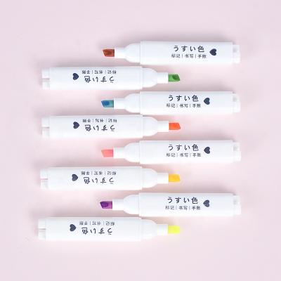 China Conpact Dual Tip 2 in 1DIY Connected Factory Custom Non-Toxic Marker Pen Highlighter Bar Pastel Pen for sale