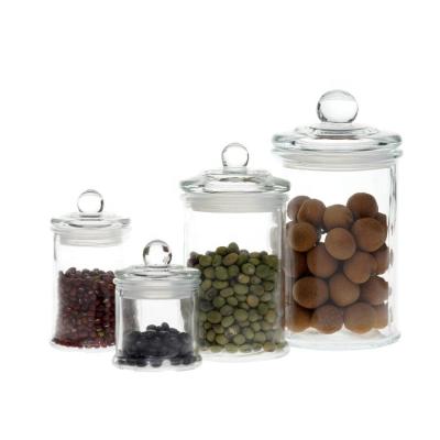 China Transparent Glass Freshness Preservation 4pcs Jar Canister With Sealed Lid for sale