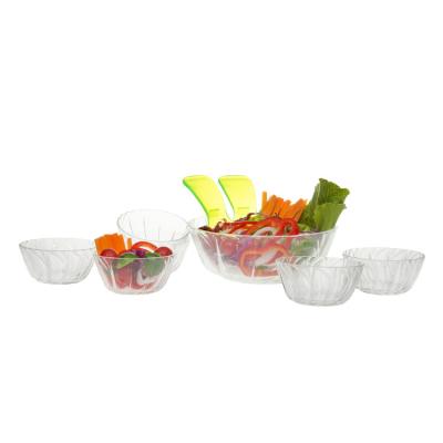 China Sustainable Home Glass Mixing Salad Bowl Set of 9 with Plastic Spoon and Fork for sale