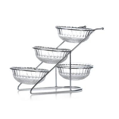 China Good Quality Sustainable Luxury 5 Glass Bowl And Silver Stainless Steel Kitchen Dish Rack Set for sale