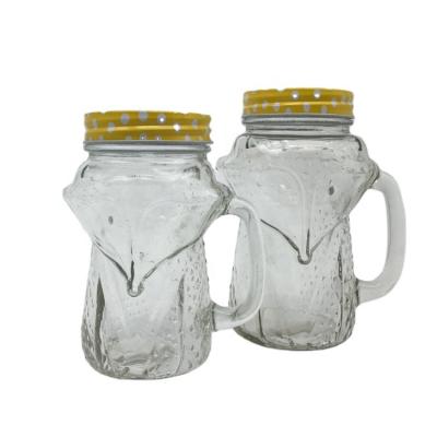 China Freshness Retention Porcelain Factory Fox Animal Shaped Glass Mason Jar With Lid for sale