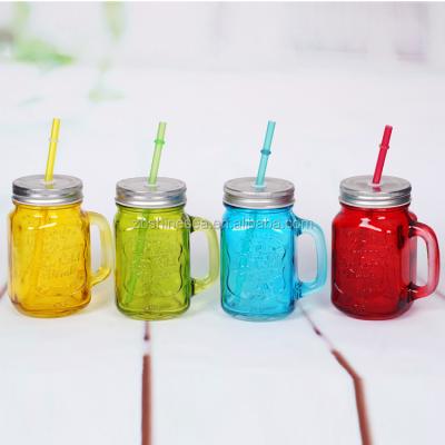 China Freshness preservation seable glass mason jar set with metal lid and colored for sale