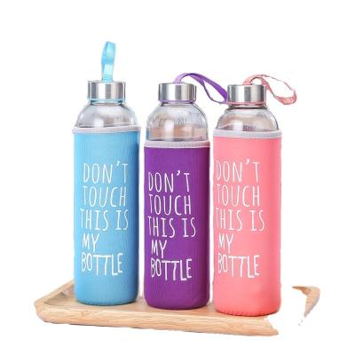 China 500ml 750ml Factory Sustainable Clear High Borosilicate Glass Sport Recycled Drinking Water Bottle With Custom Logo for sale