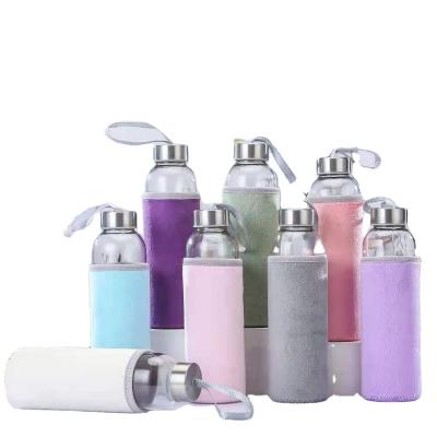 China Viable Colorful Flannel Cloth Cover Glass Bottle For Mineral Water Drinking 500ml for sale