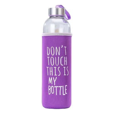 China Custom 750ml Amazon Freshness Preservation Hot Fancy Drinking Glass BPA Free Colorful Water Bottle With Neoprene Cover for sale