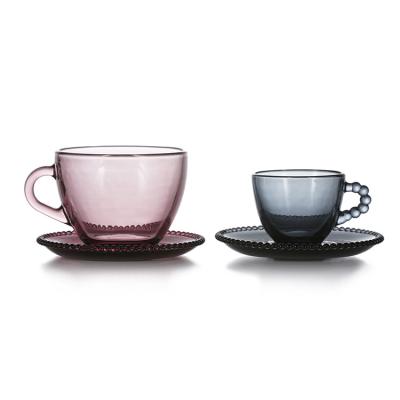 China Viable High Quality Clear Tea Cups With Saucers Coffee Cup Saucer Set for sale