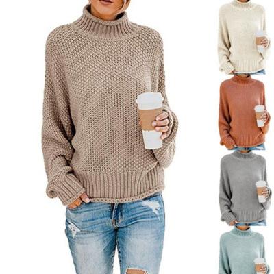 China Anti-wrinkle 2021 autumn and winter new turtle neck loose sweater European and American big border sweater women for sale