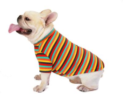 China New fashion pet apparel striped casual knit shirt bottom dog biped pajamas teddy fadou pajamas home use for sale