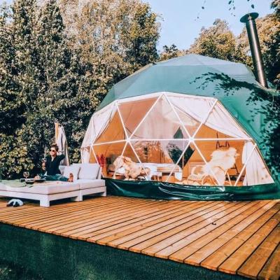 China Good Quality Outdoor Hotel Resort PVC Leisure Round Canvas Glamping Dome Tent Windproof for sale