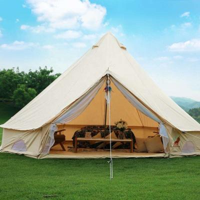 China Indian Luxury Camping Glamping Tent 3m Wind Proof Large 4m 5m 6m 100% Cotton Canvas Bell Tents For Party Resort for sale