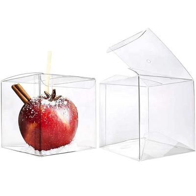 China Recycled Materials Spot Goods Candy Apple Box With Hole Top Transparent Plastic Packaging Boxes Clear PVC PET Box Gift Custom for sale