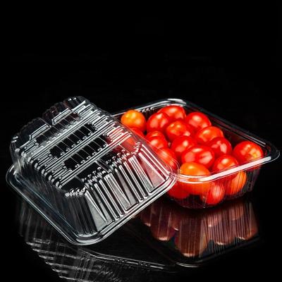 China Recycled materials plastic box fruit and vegetable packaging box supermarket food grade disposable transparent fresh tray for sale