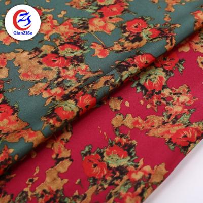 China Fashion Printing Anti-Static Stretch Printed Duchess Floral Satin Ao Dai Fabric For Clothing for sale