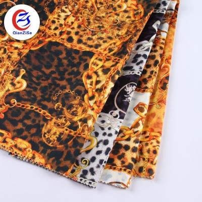 China Anti-static Anti-static Make To Order Digital Printed Polyester Satin Leopard Fabric for sale