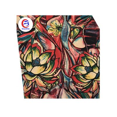 China Shaoxing Silk Feeling Customized Flower Printing Fashion Satin Fabric For Costume for sale