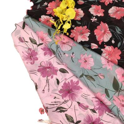 China Antistatic Ready Goods 75D Sheer Chiffon Custom Bothside Printed Floral Shifon Fabric for sale