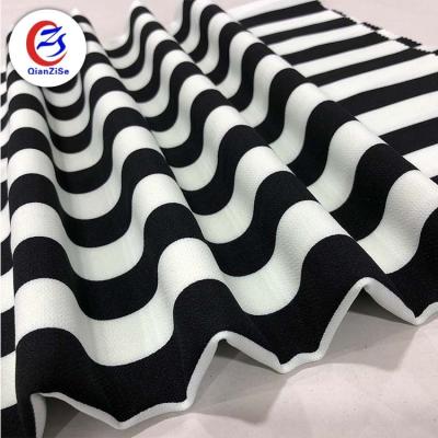 China Factory Manufacture Cheap Black And White Striped Thick Shaoxing Satin Satin Fabric for sale