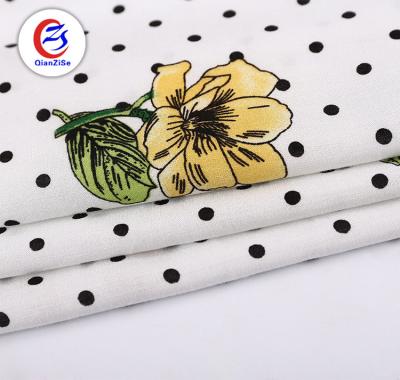 China Anti-Static Summer Dress Floral Dot Printing 100% Viscose Lining Fabric Per Meter Rolls for sale