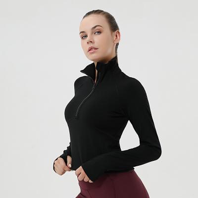 China New QUICK DRY Winter Autumn Lulu Blazer Running Stretch Fitted Long Sleeve Half Sleeve Yoga Wear Ladies Zipper Fitness Coat for sale